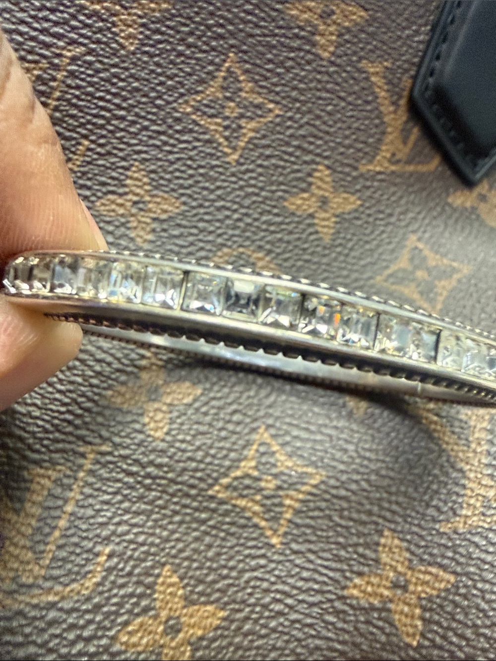 Silver Crystal Bangle Bracelet
